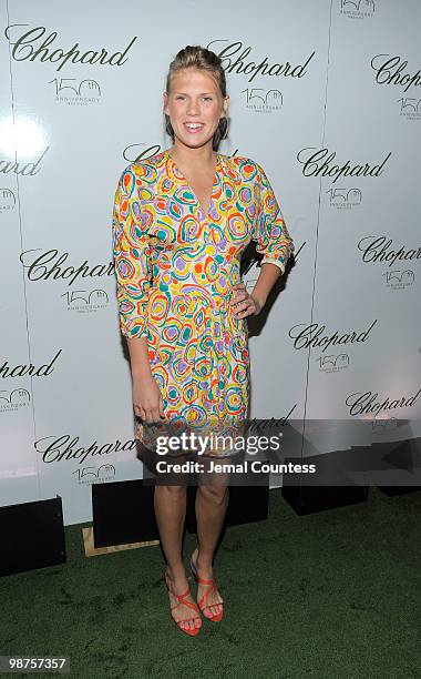 Model Alexandra Richards poses for a photo at the star studded gala celebrating Chopard's 150 years of excellence at The Frick Collection on April...