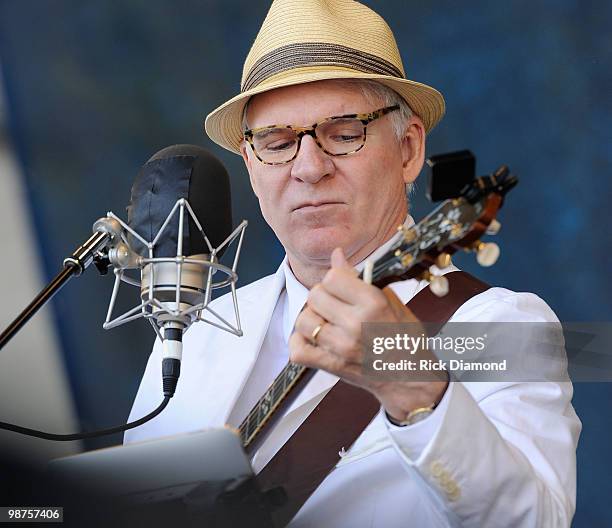 Grammy Award Winning Recording Artist Steve Martin with the Steep Canyon Rangers perform at the 2010 New Orleans Jazz & Heritage Festival Presented...