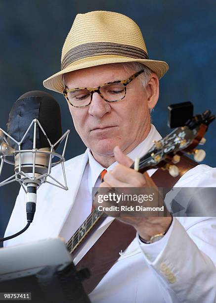 Grammy Award Winning Recording Artist Steve Martin with the Steep Canyon Rangers perform at the 2010 New Orleans Jazz & Heritage Festival Presented...