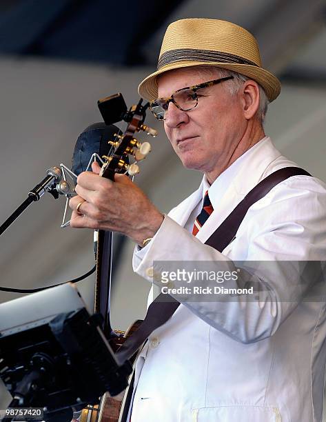 Grammy Award Winning Recording Artist Steve Martin with the Steep Canyon Rangers perform at the 2010 New Orleans Jazz & Heritage Festival Presented...