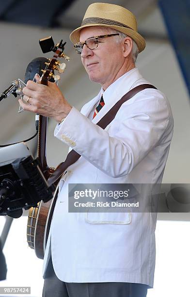 Grammy Award Winning Recording Artist Steve Martin with the Steep Canyon Rangers perform at the 2010 New Orleans Jazz & Heritage Festival Presented...