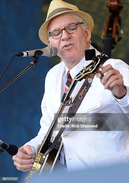 Grammy Award Winning Recording Artist Steve Martin with the Steep Canyon Rangers perform at the 2010 New Orleans Jazz & Heritage Festival Presented...