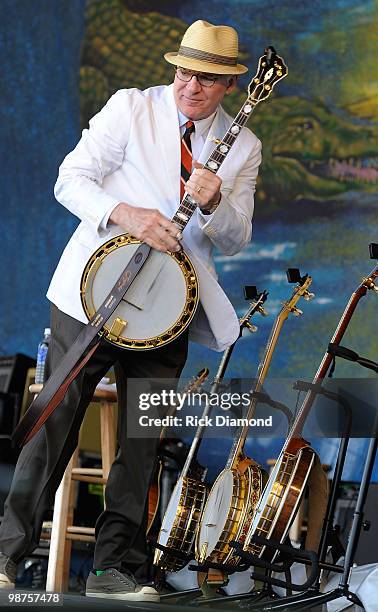 Grammy Award Winning Recording Artist Steve Martin with the Steep Canyon Rangers perform at the 2010 New Orleans Jazz & Heritage Festival Presented...