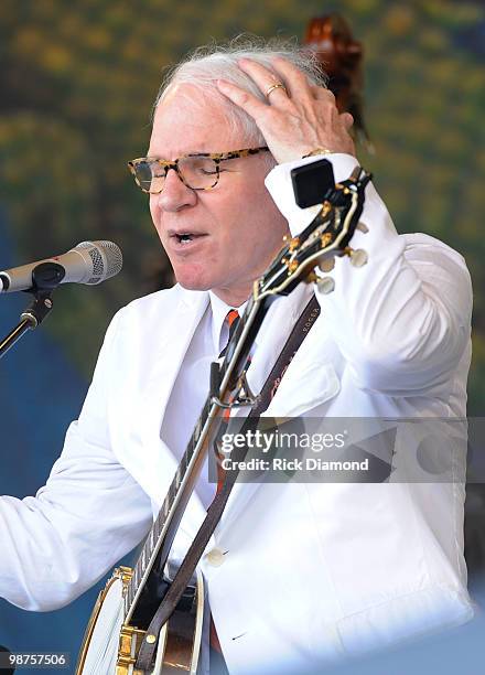 Grammy Award Winning Recording Artist Steve Martin with the Steep Canyon Rangers perform at the 2010 New Orleans Jazz & Heritage Festival Presented...