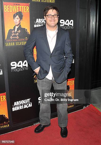 Rich Sommer arrives at Sarah Silverman's "The Bedwetter" book launch party hosted by 944 and Absolut Berri Acai at Trousdale on April 29, 2010 in...