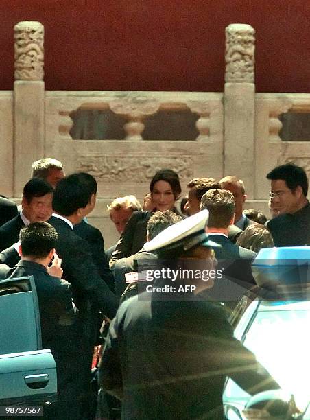 French first lady Carla Bruni-Sarkozy is seen leaving the Forbidden City in Beijing on April 30, 2010. France's first couple visited the Ming and...