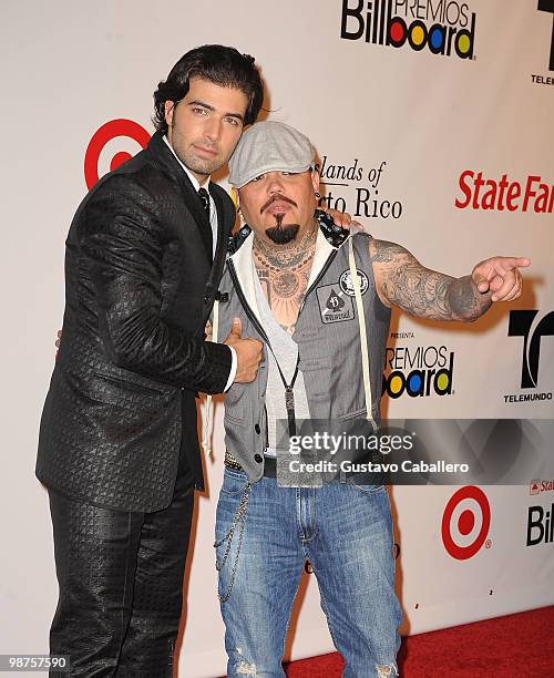 Singers Jencarlos Canela and AB Quintanilla attend the 2010 Billboard Latin Music Awards at Coliseo de Puerto Rico José Miguel Agrelot on April 29,...