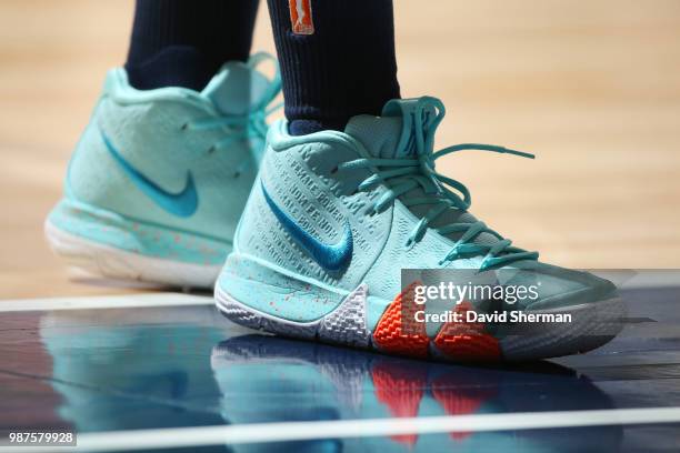 Sneakers of Rebekkah Brunson of the Minnesota Lynx seen during the game against the Atlanta Dream on June 29, 2018 at Target Center in Minneapolis,...