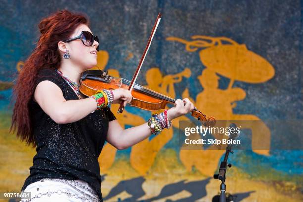 New Orleans based cajun fiddler and singer Amanda Shaw of Amanda Shaw & the Cute Guys performs during day 4 of the 41st Annual New Orleans Jazz &...