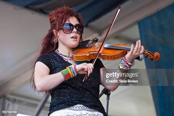 New Orleans based cajun fiddler and singer Amanda Shaw of Amanda Shaw & the Cute Guys performs during day 4 of the 41st Annual New Orleans Jazz &...