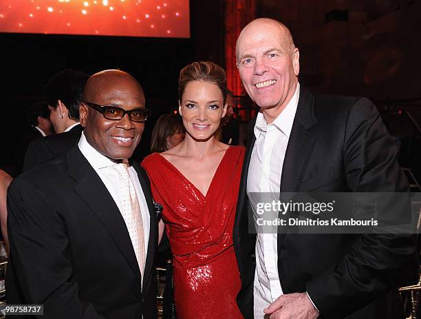 Antonio L.A. Reid, EVP of DKMS Americas Katharina Harf and founder of DKMS Peter Harf attend DKMS' 4th Annual Gala: Linked Against Leukemia at...