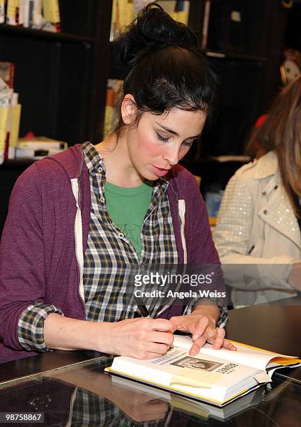 Comedian Sarah Silverman signs copies of her book 'The Bedwetter: Stories of Courage' at Book Soup on April 29, 2010 in West Hollywood, California.