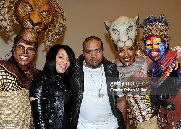 Cast member Derrick Williams, Monique Mosley, her husband, recording artist Timbaland, and cast members Kissy Simmons and Buyi Zama appear backstage...