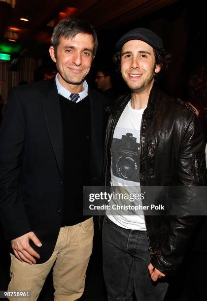 Writer Alec Sulkin and musician Josh Groban attend "The Bedwetter" Book Launch Hosted By 944 and Absolut at Trousdale on April 29, 2010 in West...