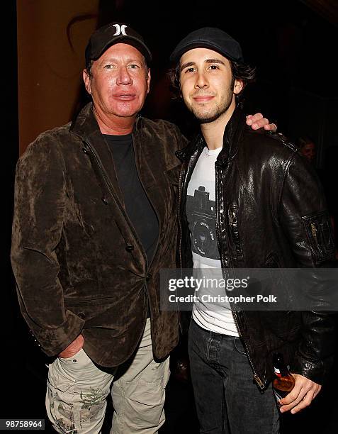 Comedian Gary Shandling and musician Josh Groban attend "The Bedwetter" Book Launch Hosted By 944 and Absolut at Trousdale on April 29, 2010 in West...