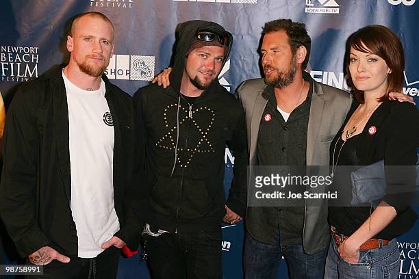 Pro Skater Mike Vallely, Bam Margera, Director Johnny Schillereff, and Amy Purdy arrive at the 2010 Newport Beach Film Festival "Make It Count: The...