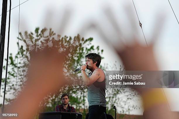 Sean Foreman of 3OH!3 performs at mtvU's Movies & Music Festival "Too Fast For Love" tour at Manchester Field on April 29, 2010 in Kent, Ohio.