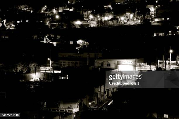 night scene in a neighborhood 8 - vit stockfoto's en -beelden