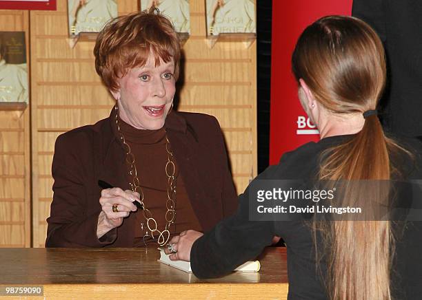 Actress Carol Burnett attends a signing for her book "This Time Together" at Borders Books & Music on April 29, 2010 in Westwood, California.