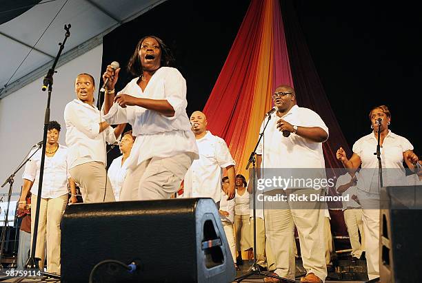 Pastor Terry Gullage & the greater Mount Calvcary Voices perform at the 2010 New Orleans Jazz & Heritage Festival Presented By Shell - Day 4 at the...