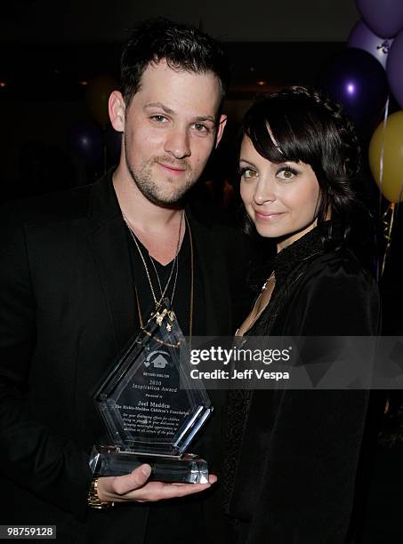 Musician Joel Madden and Nicole Richie attend the Beyond Shelter Inspiration Awards Celebration held at Paramount Studios on April 29, 2010 in Los...