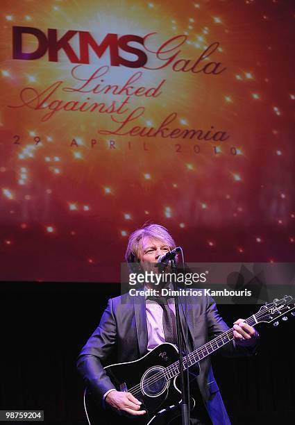 Jon Bon Jovi performs during the DKMS' 4th Annual Gala: Linked Against Leukemia at Cipriani 42nd Street on April 29, 2010 in New York City.
