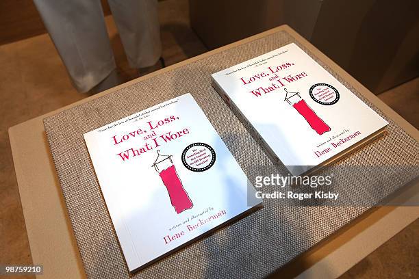 Copies of the book at the new cast member welcoming party for "Love, Loss, and What I Wore" at Elie Tahari Boutique Soho on April 29, 2010 in New...