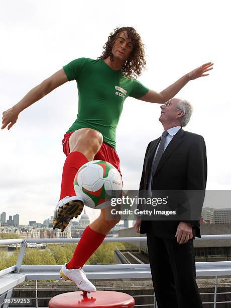 Sven-Goran Eriksson unveils the Castrol EDGE Ultimate Performing Player at the National Theatre on April 30, 2010 in London, England. Standing at 6...