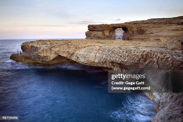 mediterranean sea and rock. dwejra, gozo, malta - dwejra imagens e fotografias de stock