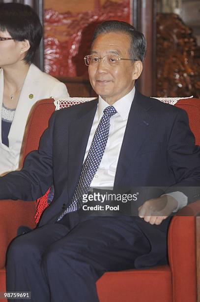 Chinese Prime Minister Wen Jiabao holds talks with French President Nicolas Sarkozy at the Zhongnanhai leadership compound on April 30, 2010 in...