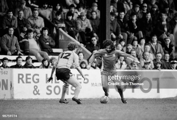 George Best of Bournemouth takes on Newport County substitute Carl Elsey during their Division Three League match held at Dean Court, Bournemouth on...
