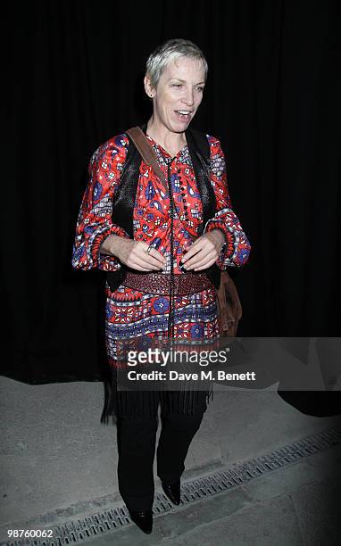 Annie Lennox attends the private view of 'Stillness At The Speed Of Light' an exhibition of portraits by Chris Levine on April 29, 2010 in London,...