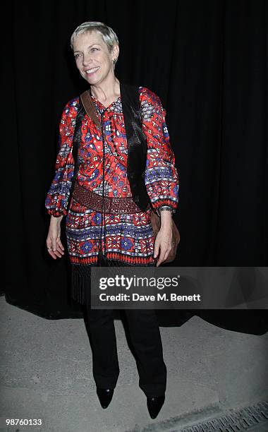 Annie Lennox attends the private view of 'Stillness At The Speed Of Light' an exhibition of portraits by Chris Levine on April 29, 2010 in London,...