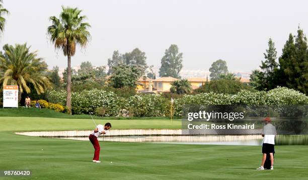 Carlos Del Moral of Spain on the par five 9th hole during the second round of the Open de Espana at the Real Club de Golf de Seville on April 30,...