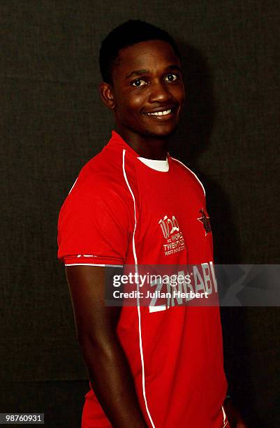 Chamunorwa Chibhabha of The Zimbabwe Twenty20 squad poses for a portrait on April 26, 2010 in Gros Islet, Saint Lucia.