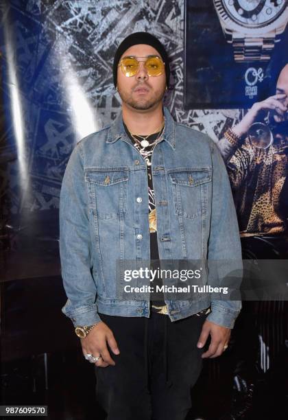 Music artist Osmar Escobar attends a release party for his EP "La Cultura" at Gibson Brand Showroom on June 29, 2018 in Beverly Hills, California.