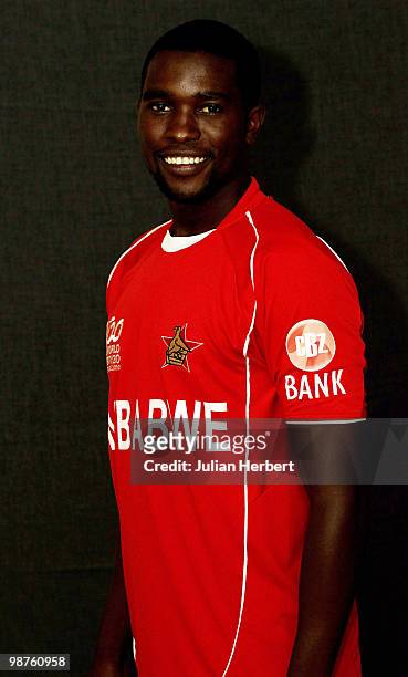 Elton Chigumbura of The Zimbabwe Twenty20 squad poses for a portrait on April 26, 2010 in Gros Islet, Saint Lucia.