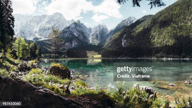 lago di fusine - water slovenia stock pictures, royalty-free photos & images