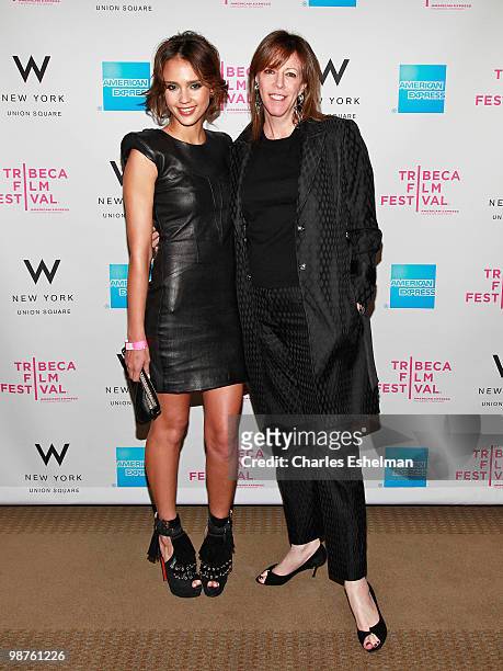 Actress Jessica Alba and Jane Rosenthal attend Awards Night during the 9th Annual Tribeca Film Festival at the W New York - Union Square on April 29,...