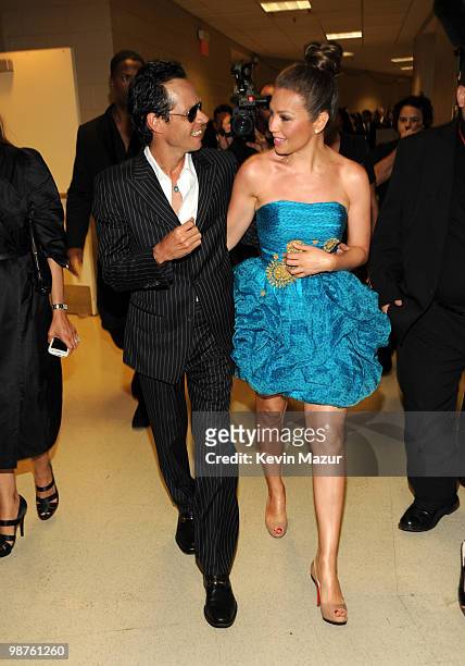 Exclusive* Marc Anthony and Thalia backstage at the 2010 Billboard Latin Music Awards at Coliseo de Puerto Rico José Miguel Agrelot on April 29, 2010...