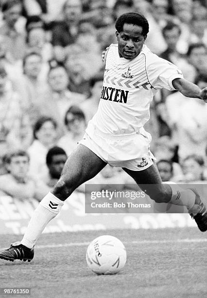 John Chiedozie of Tottenham Hotspur in action against Chesterfield in a pre-season friendly match held at the Recreation Ground, Chesterfield in...