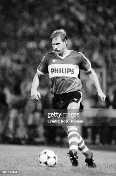 Halvar Thoresen of PSV Eindhoven in action against Anderlecht in a pre-season tournament held at Philips Stadium in Eindhoven, Netherlands on 11th...