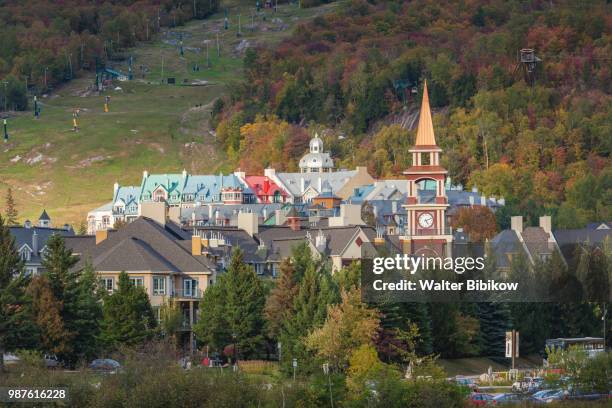 quebec, the laurentians, mont tremblant, ski village - mont tremblant ski village stock pictures, royalty-free photos & images