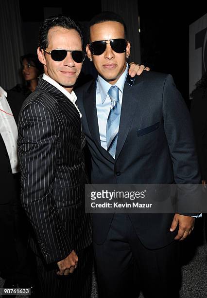 Exclusive* Marc Anthony and Daddy Yankee backstage at the 2010 Billboard Latin Music Awards at Coliseo de Puerto Rico José Miguel Agrelot on April...