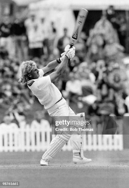 Ian Botham of Somerset and England batting during the Silk Cut World All Rounders Cricket Championships held at Arundel on 20th September 1985. .