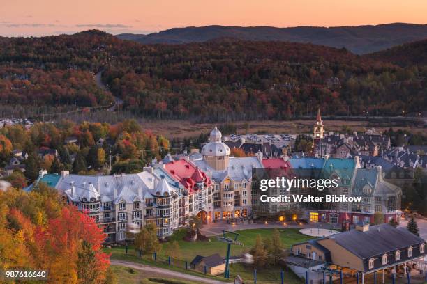 quebec, the laurentians, mont tremblant, mont-tremblant ski village - mont tremblant ski village stock pictures, royalty-free photos & images