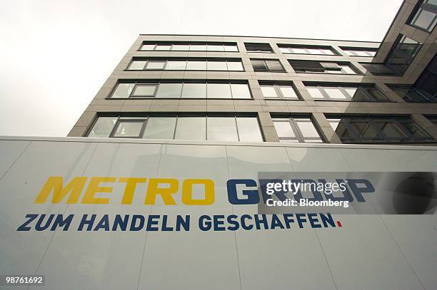 The Metro AG logo is seen at the company's headquarters in Duesseldorf, Germany, on Friday, April 30, 2010. Metro AG, Germany's largest retailer,...