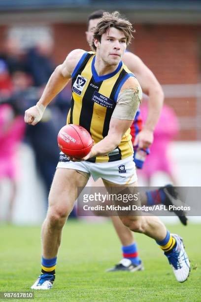 Nathan Freeman of Sandringham during the round 13 VFL match between Port Melbourne and Sandringham at North Port Oval on June 30, 2018 in Melbourne,...