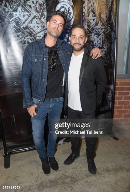 Alejandro Antecino and Lugo attend a release party for Escobar'ss EP "La Cultura" at Gibson Brand Showroom on June 29, 2018 in Beverly Hills,...