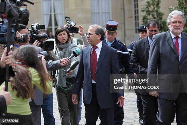 President of the French Council of the Muslim Faith Mohammed Moussaoui answers journalist's questions after a meeting with France's Prime minister...